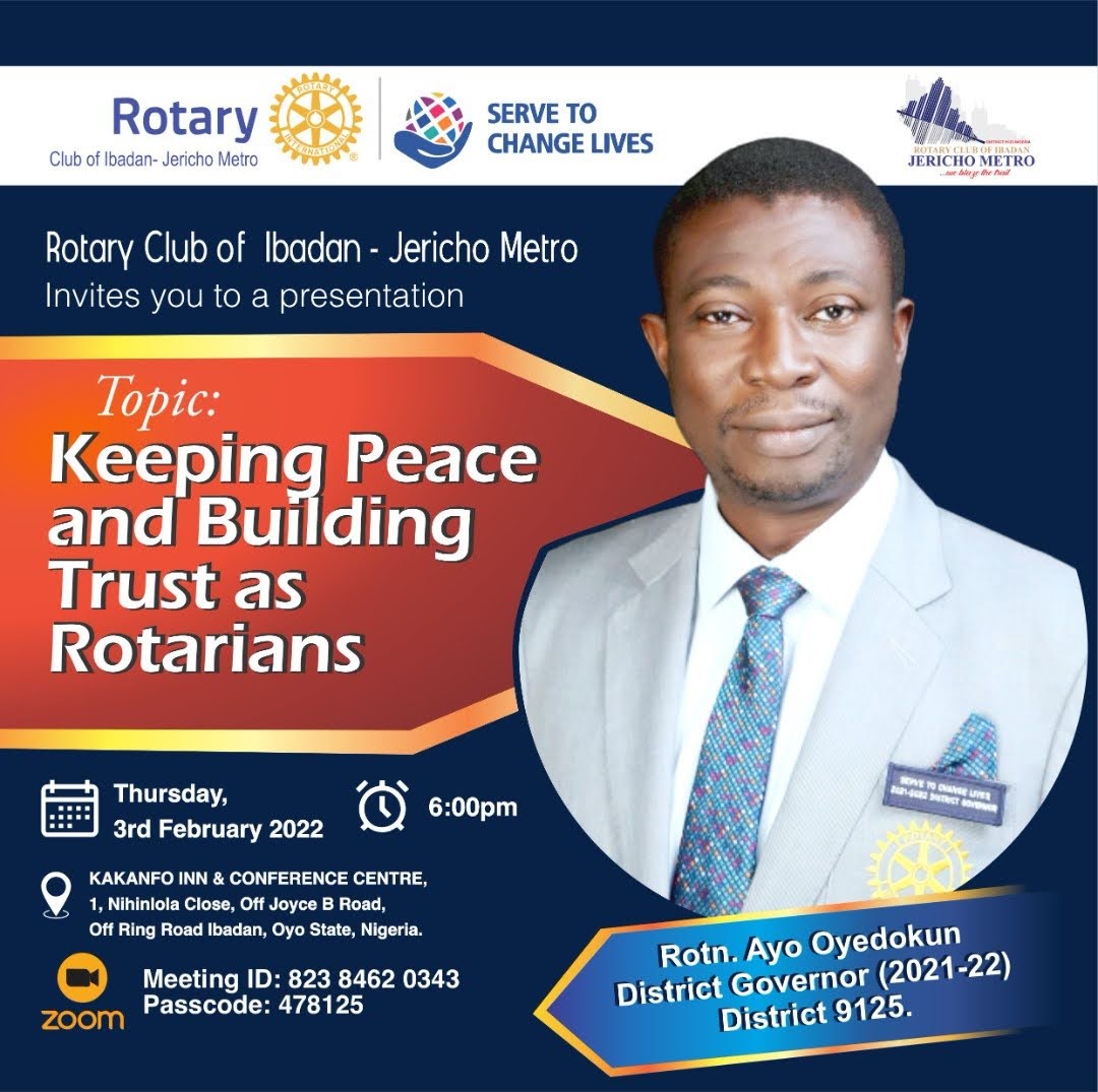 Talk Series on Keeping Peace and Building Trust as Rotarians